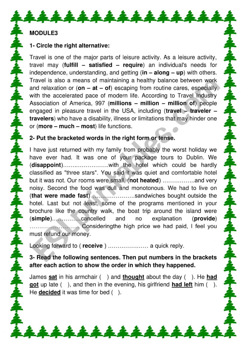 consolidation tasks 3rd form Module 3