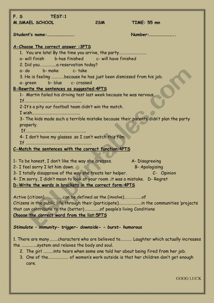 Grammar Review  worksheet