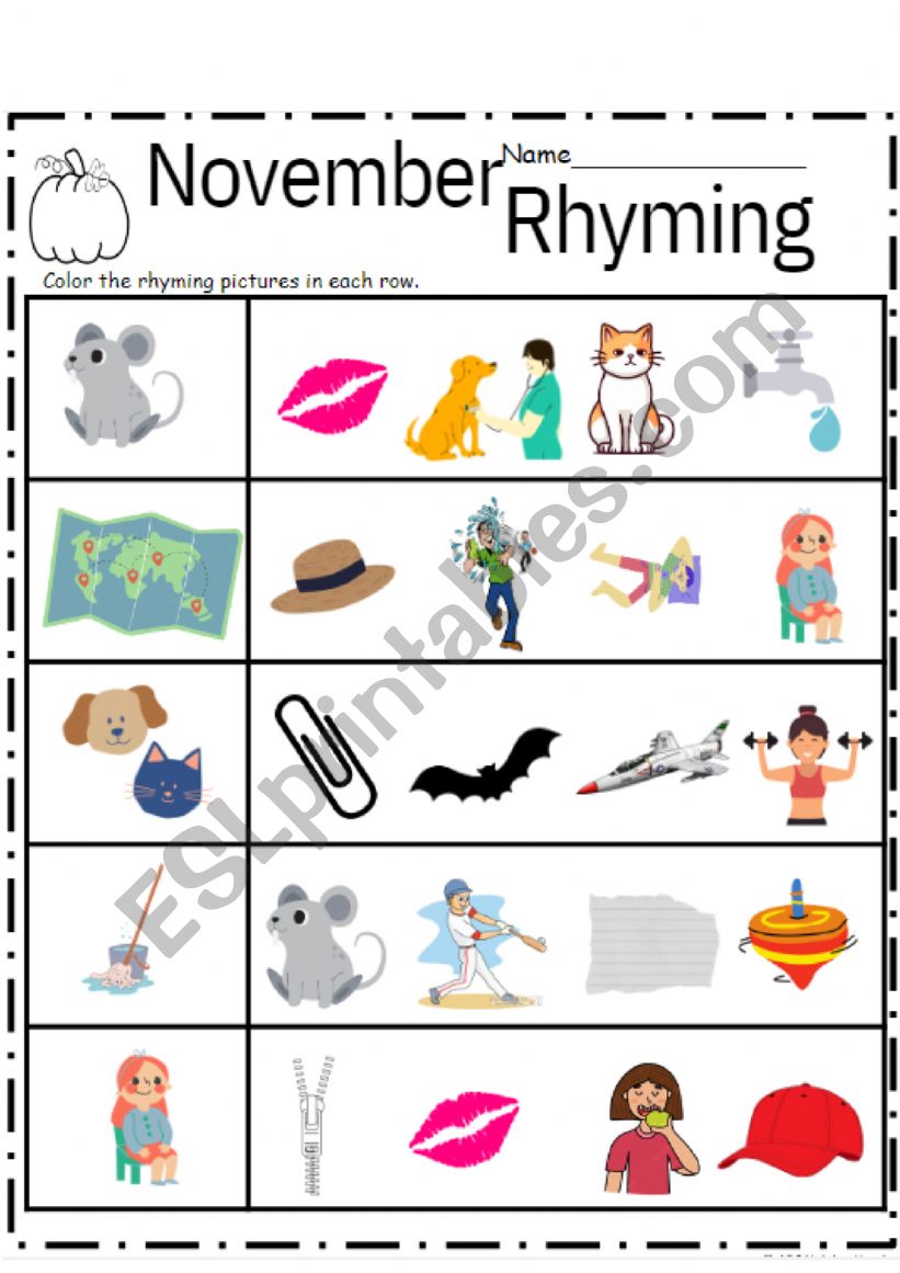 Rhyming words ESL worksheet by manduezasiain