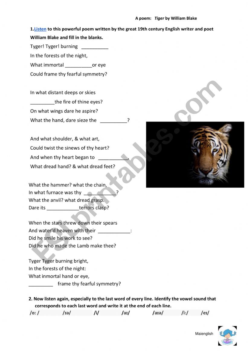 A poem: Tiger by William Blake