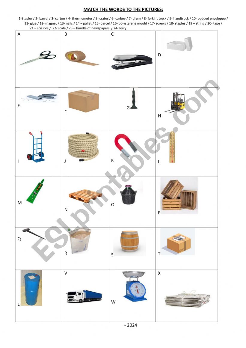 Match the logistics vocabulary to the picture