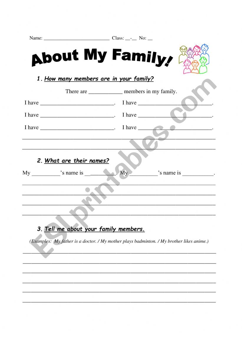 Tell about your family - ESL worksheet by nathan.dalporto