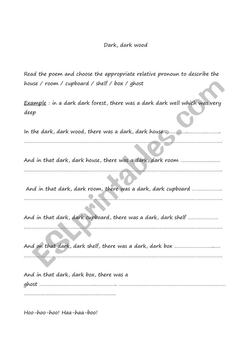 halloween poem worksheet