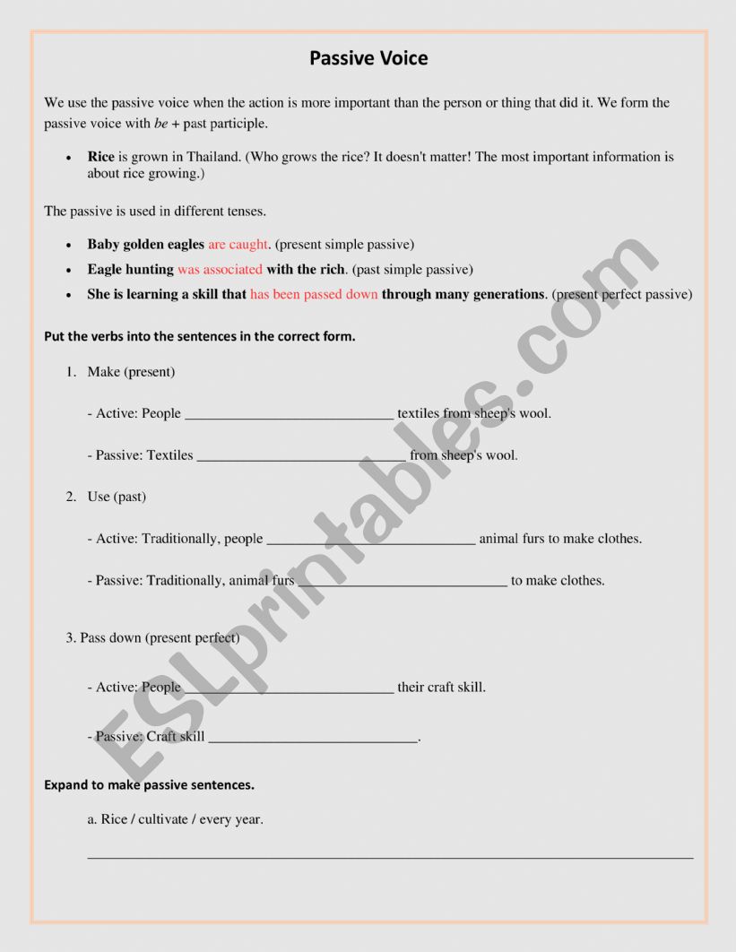 Passive Voice worksheet