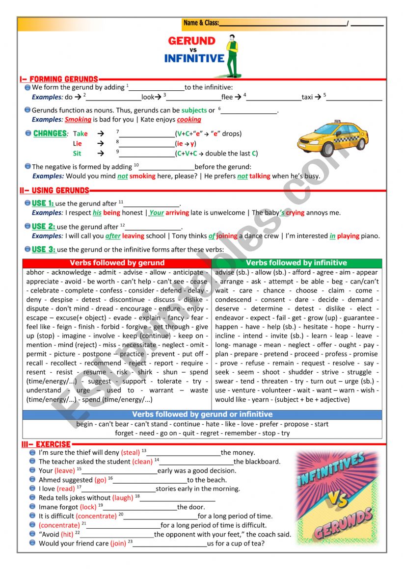 Worksheet - Intro to Gerund vs Infinitive