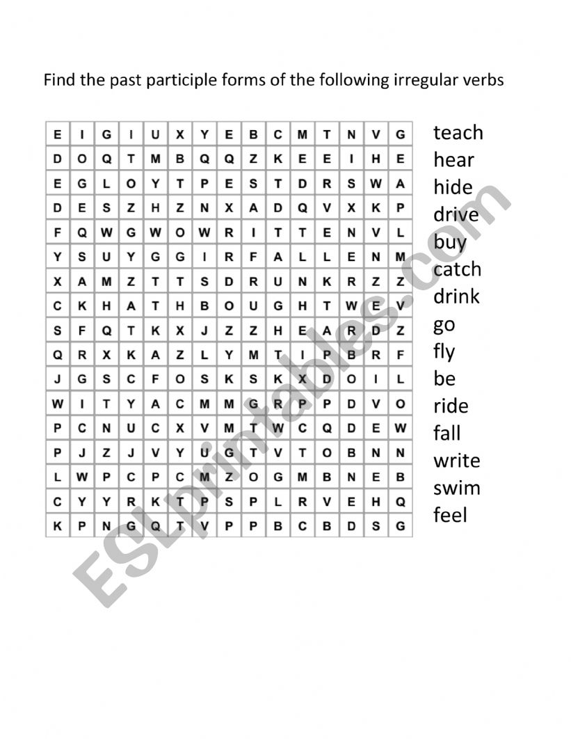 Find Past Participle of the Irregular verbs