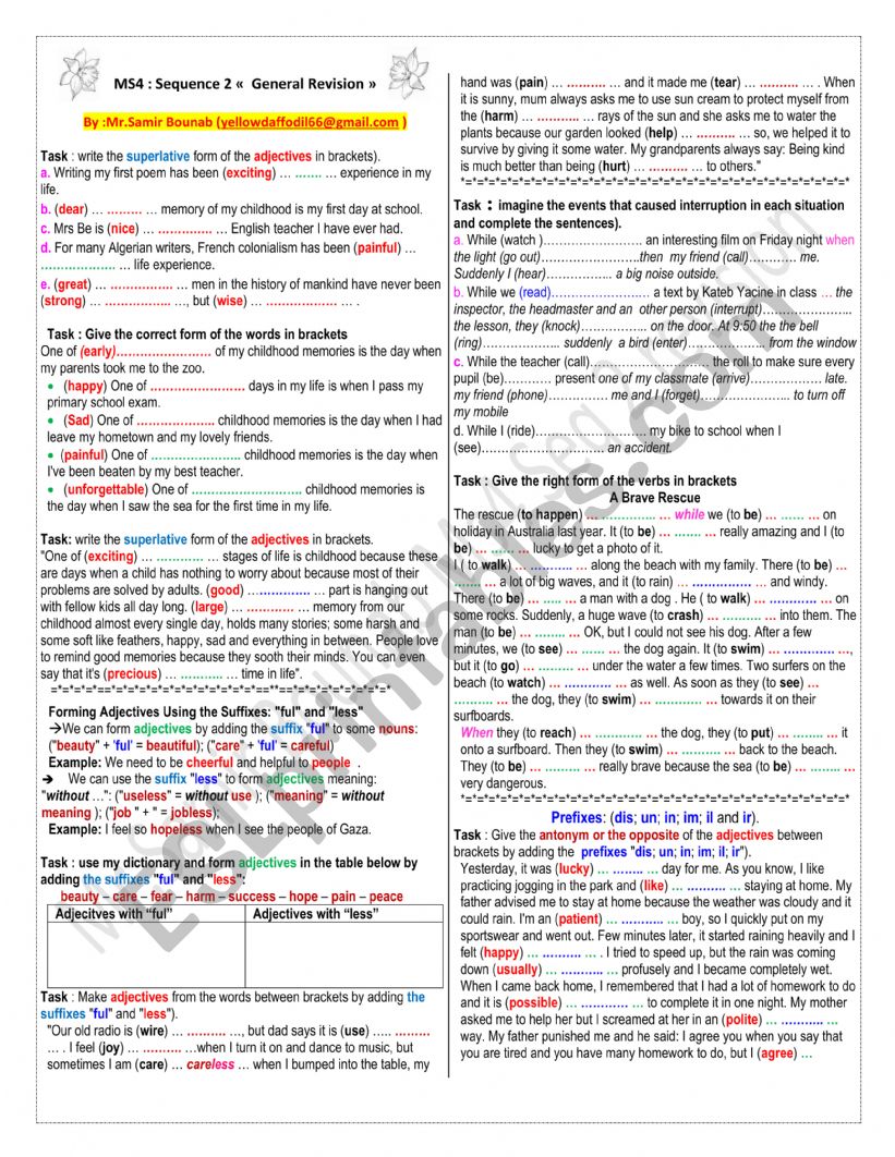 MS4 seq 2  general revision  worksheet