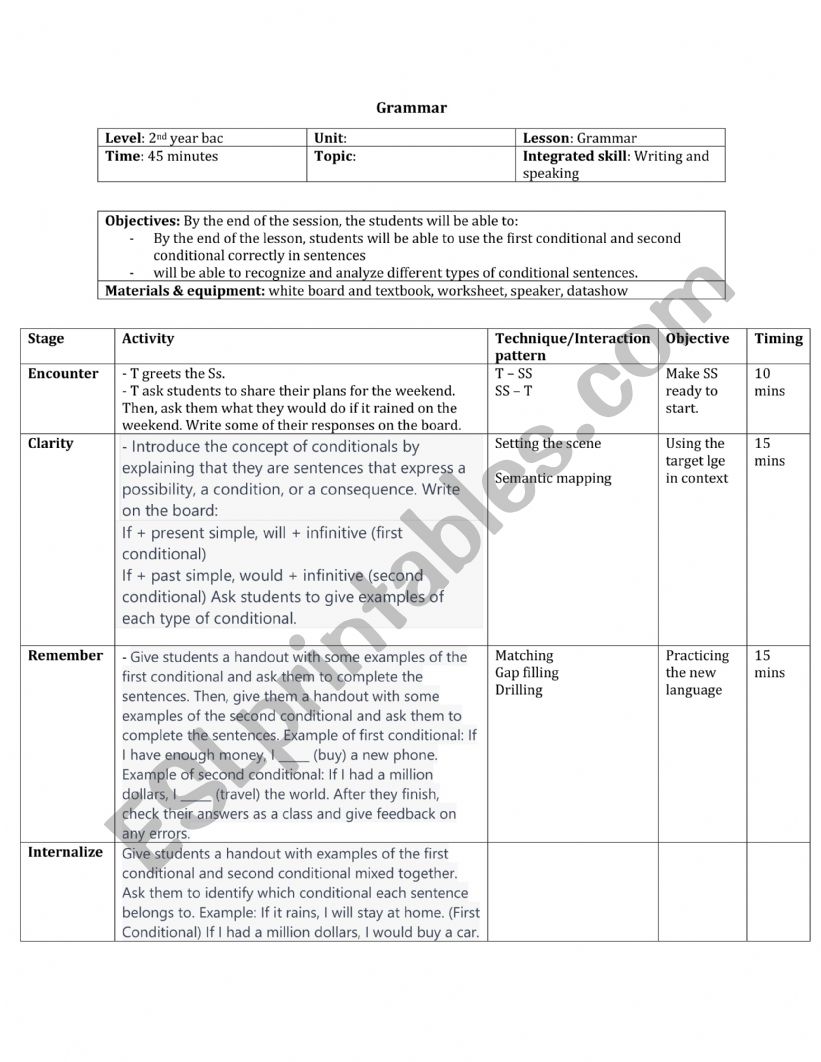 Vocabulary worksheet