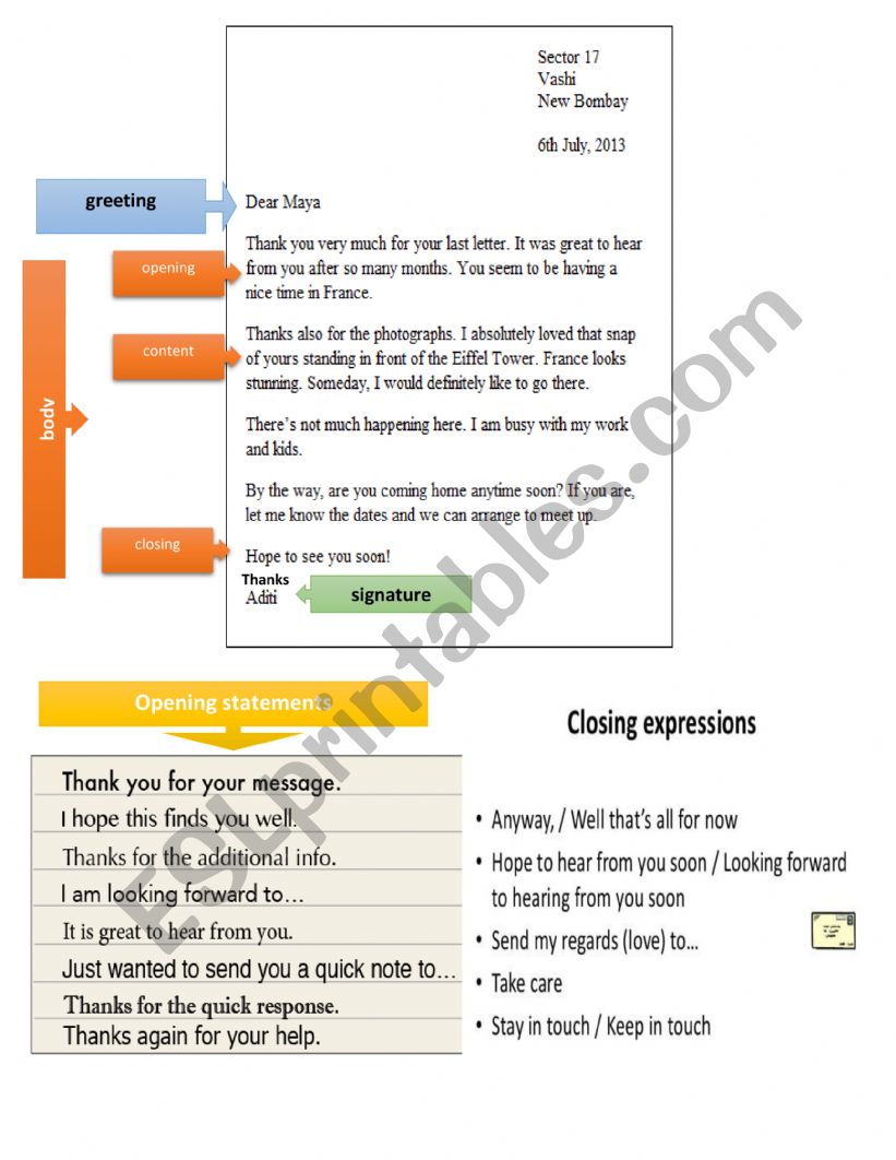 Writing email layout worksheet