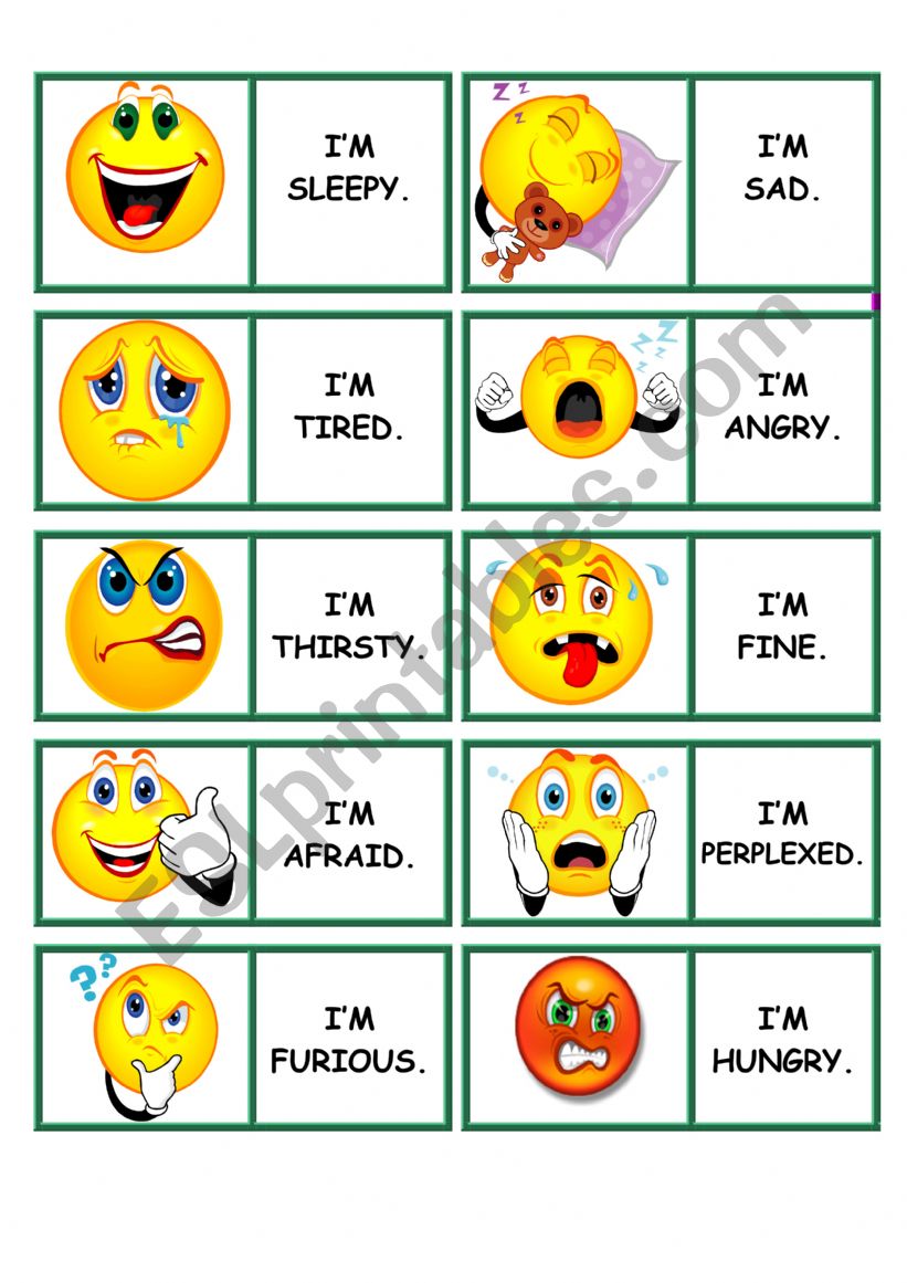 feelings dominos 3 pages worksheet