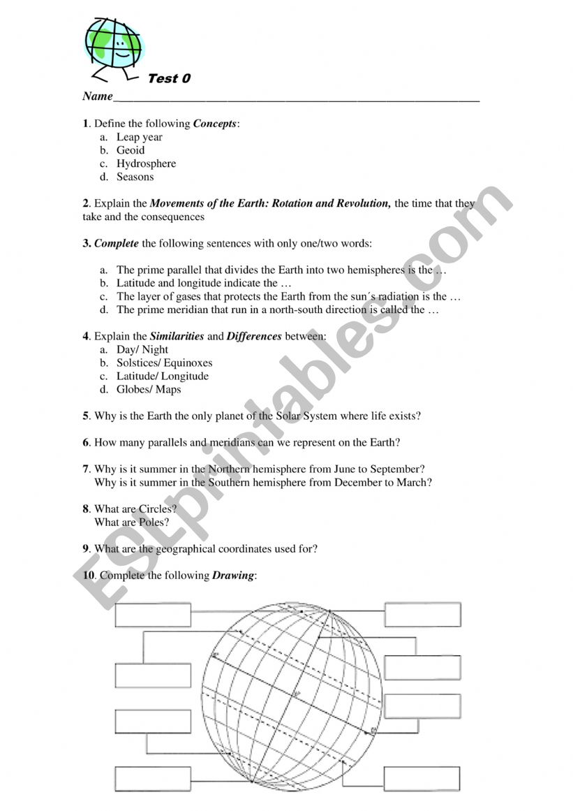 INTRODUCTION TEST worksheet