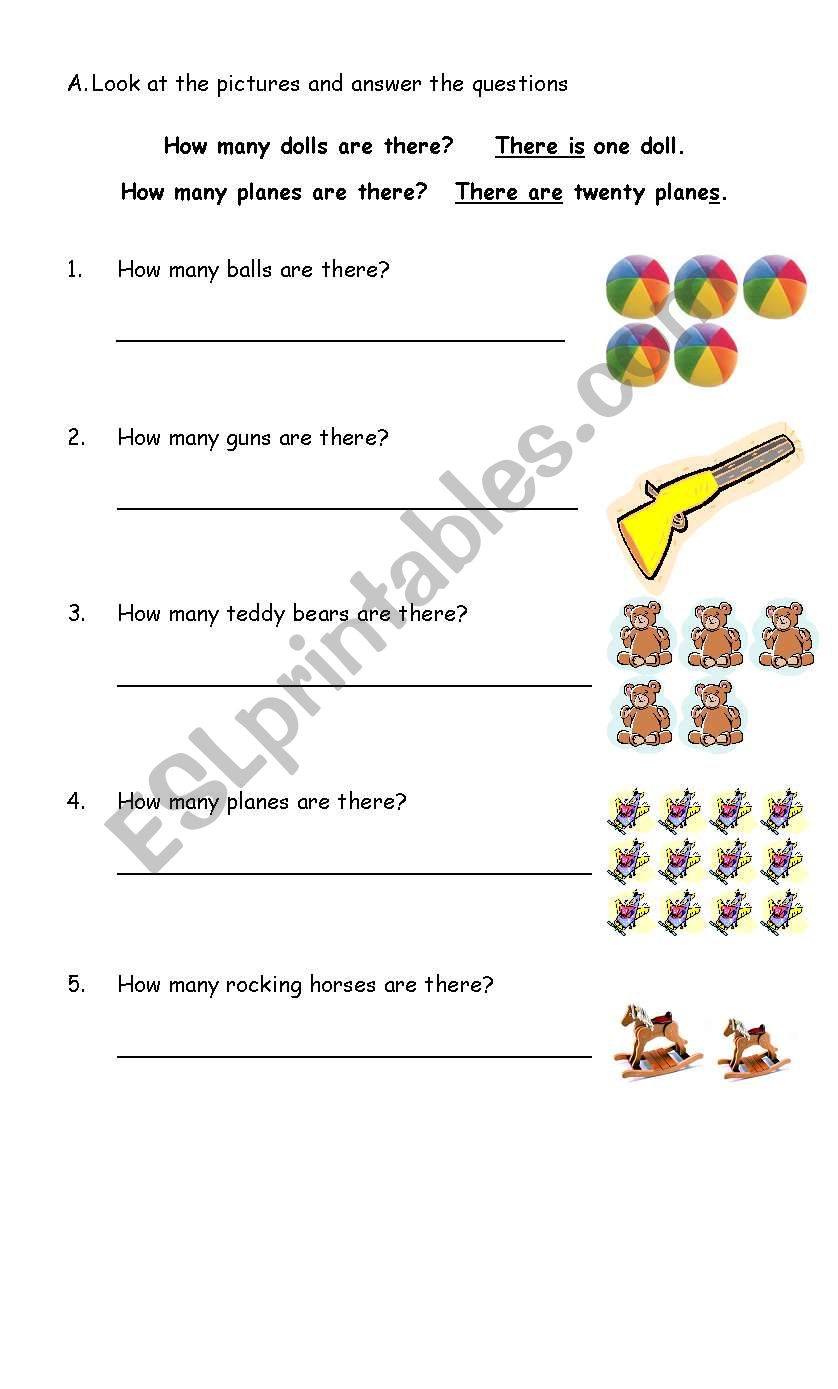 English Worksheets How Many Are There 