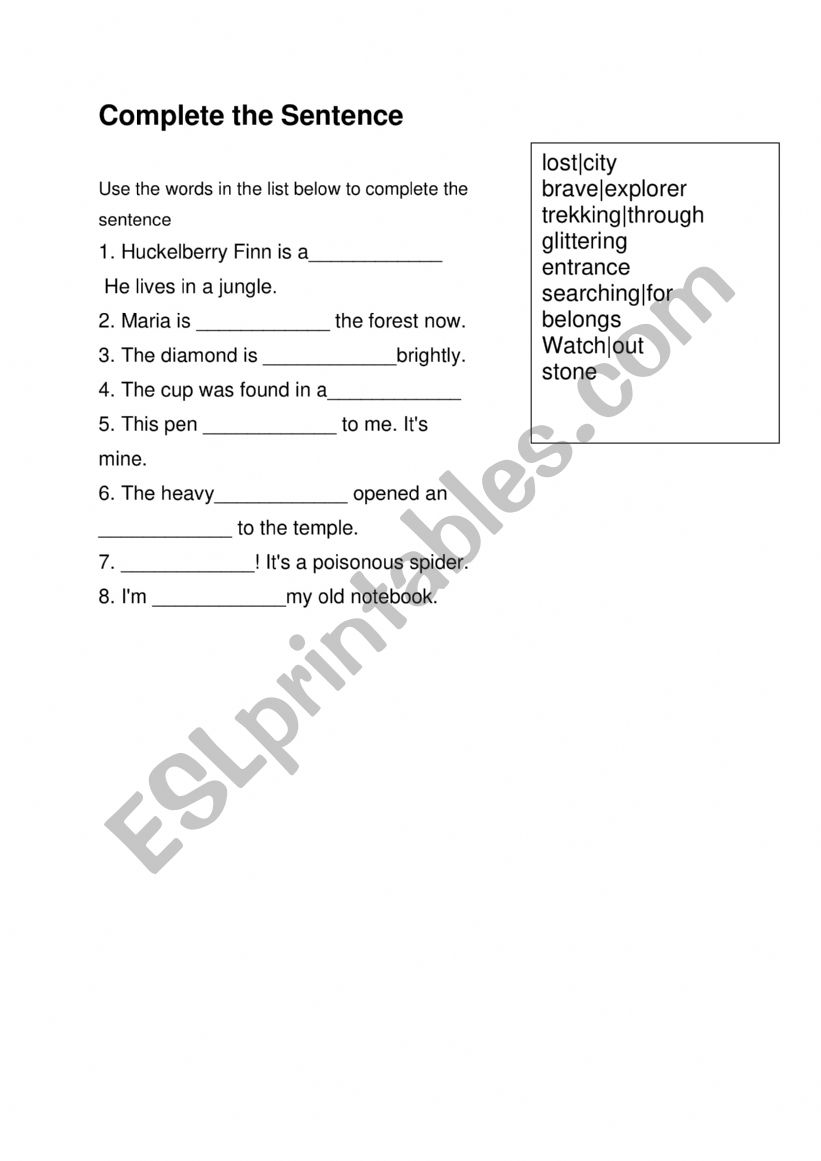 Vocabulary exercises worksheet