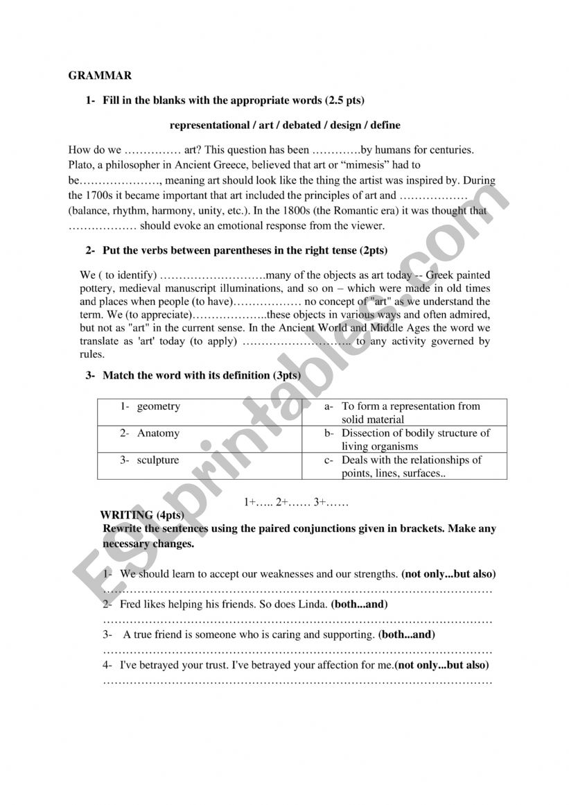 grammar worksheet