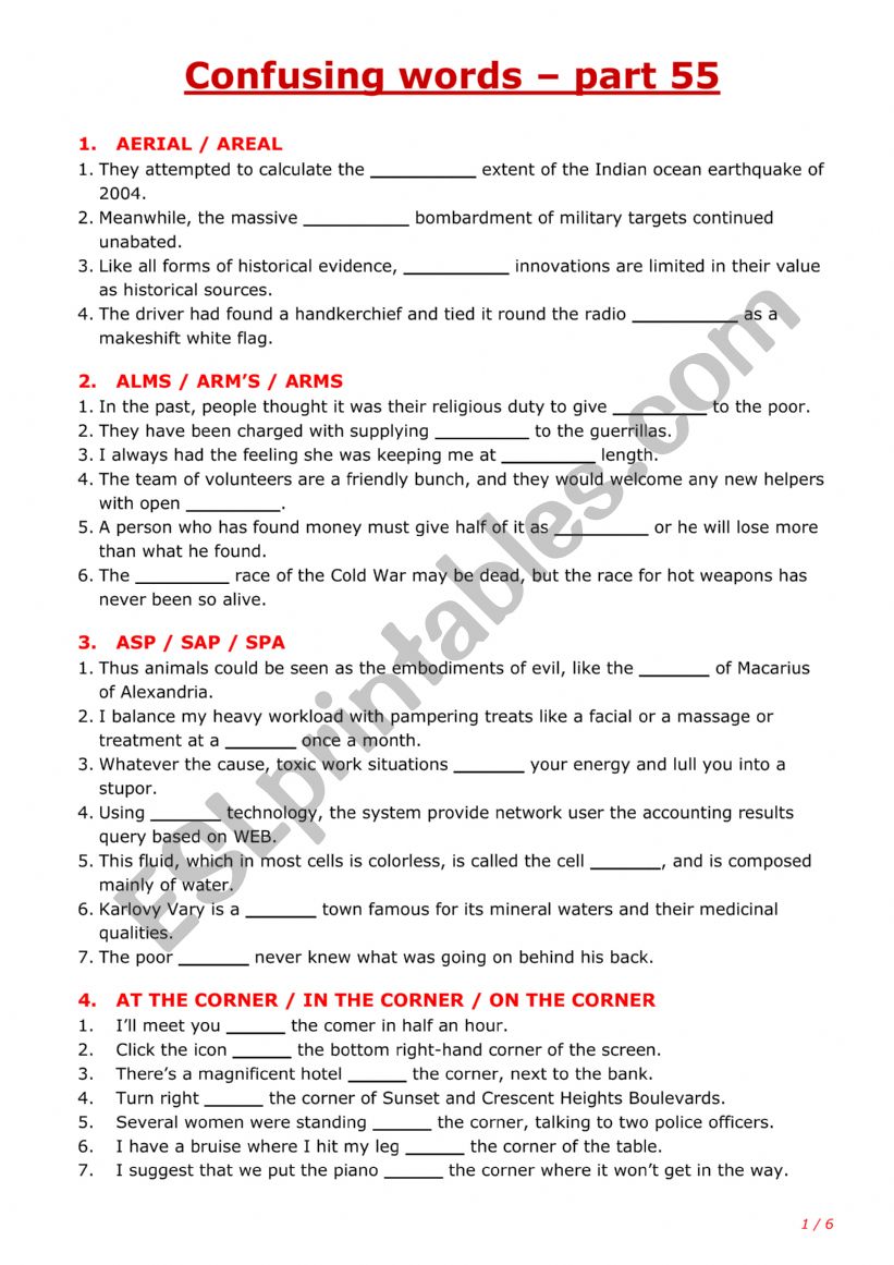 Confusing words - part 55 worksheet