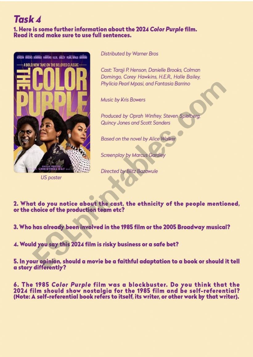 The Color Purple Movie 3 Presentation 