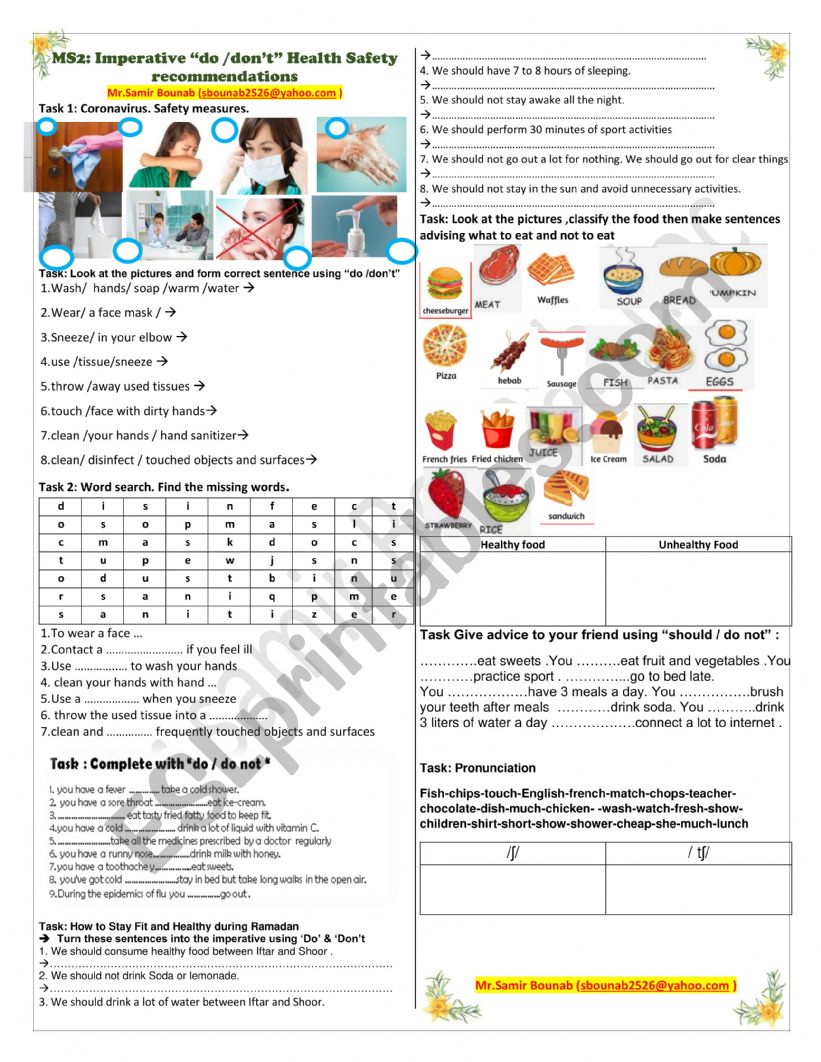 Health  worksheet