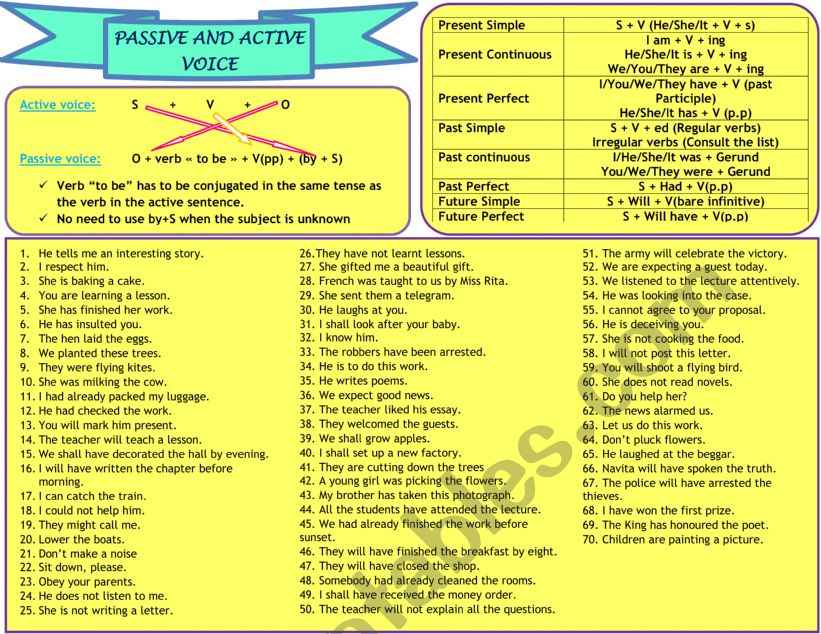 Passive and Active Voice worksheet