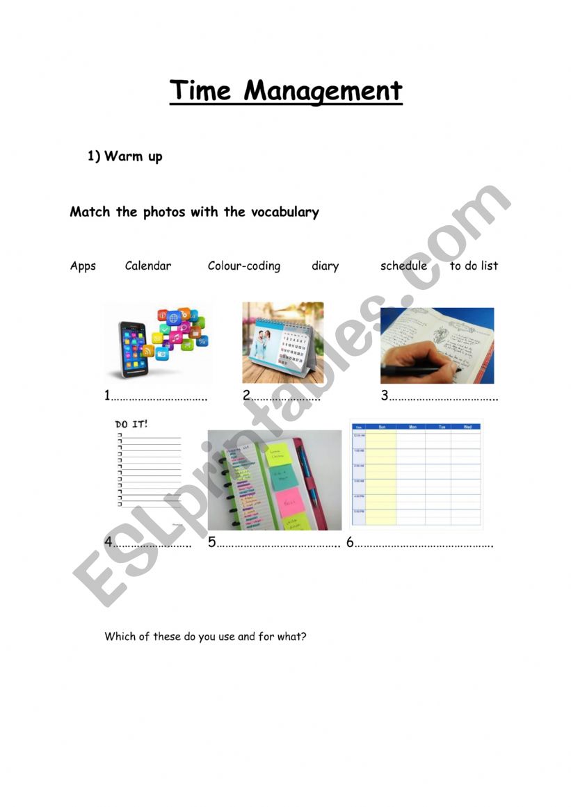 time management worksheet