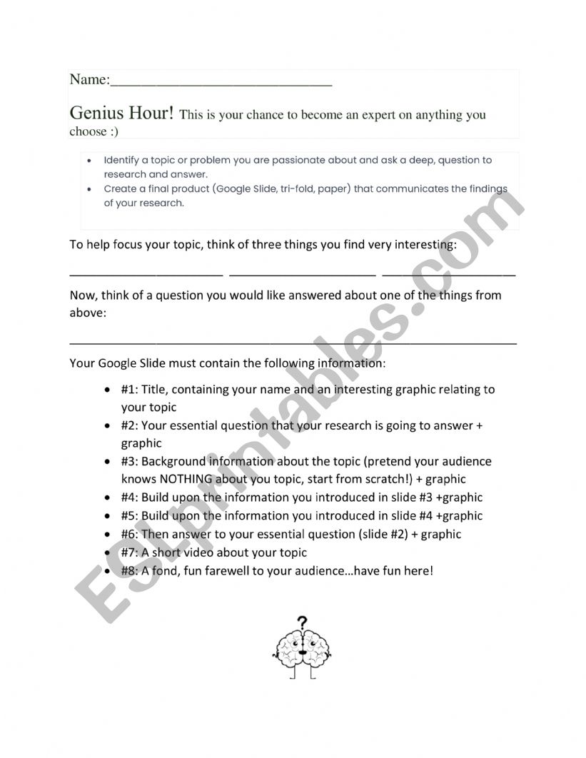 Genius Hour Presentation Guidelines