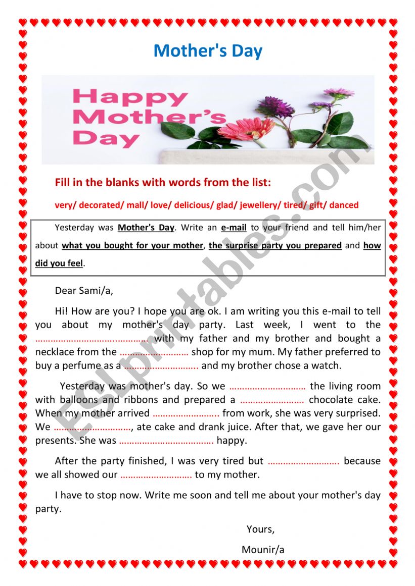 Mother�s Day worksheet