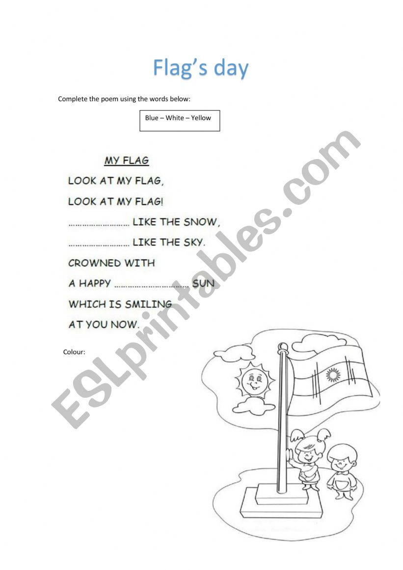 Flag�s day worksheet