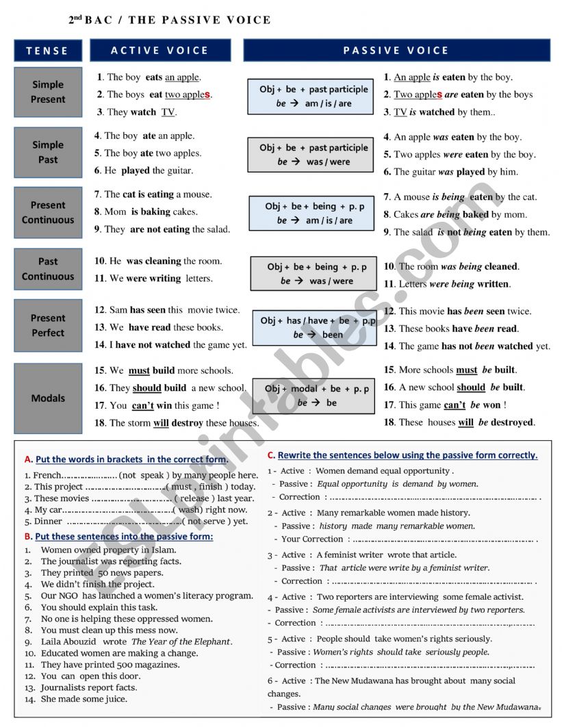 passive voice - ESL worksheet by usef29