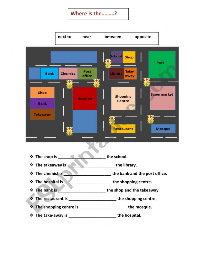 Location of places worksheet