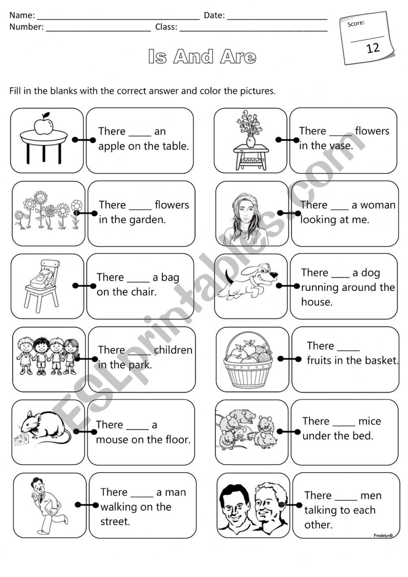 Is and Are worksheet
