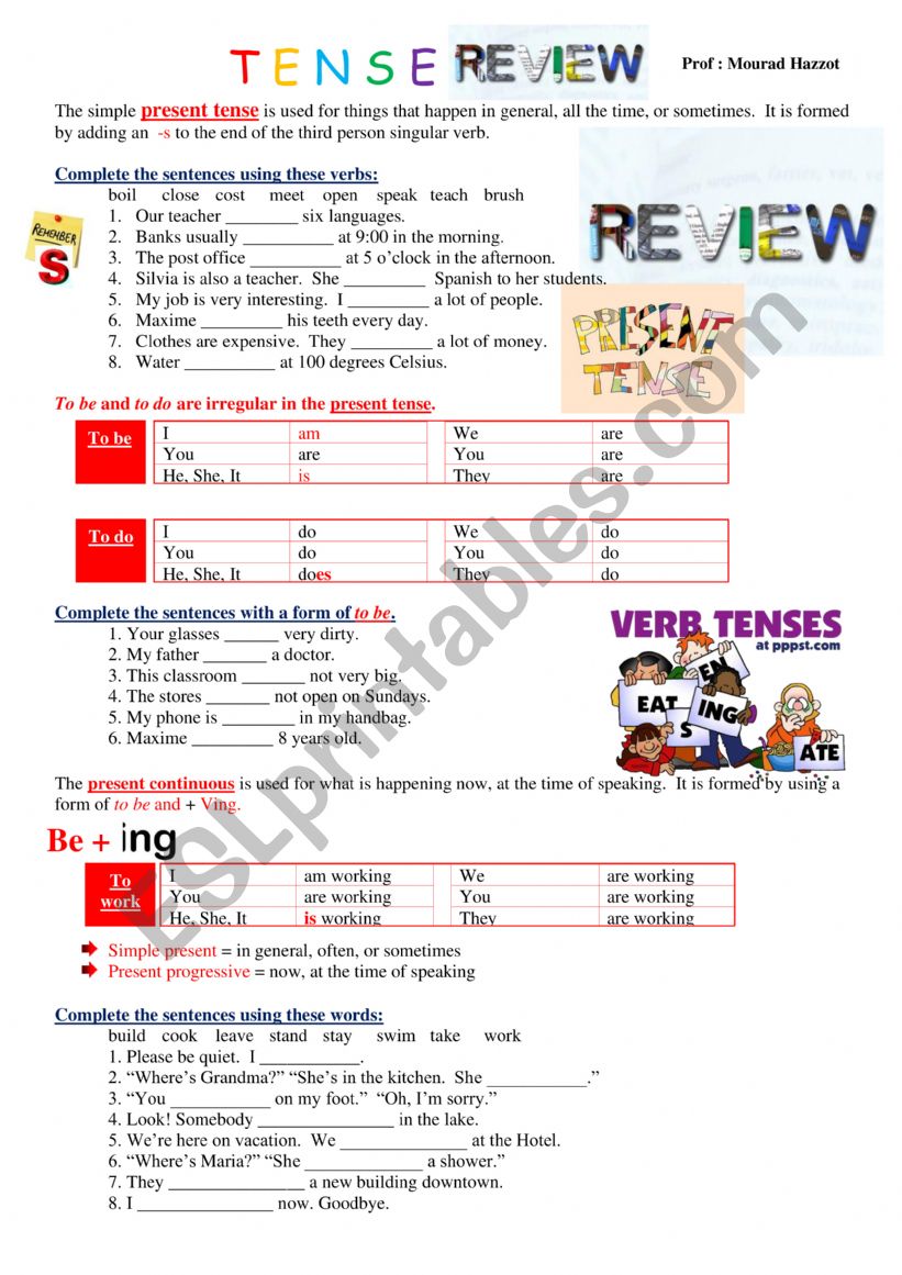 Tenses Review for Pre-Intermediate students