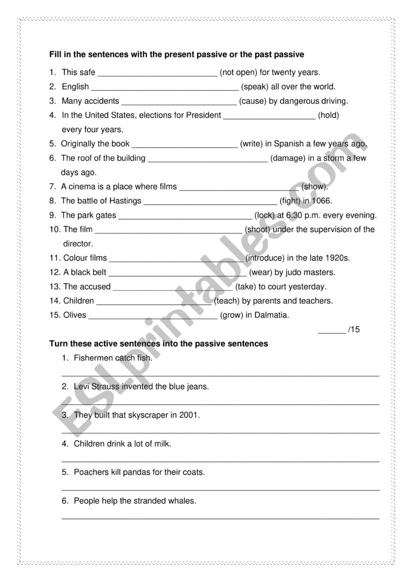 Present and past passive worksheet