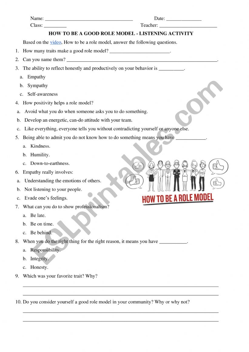 How to be a role model? worksheet