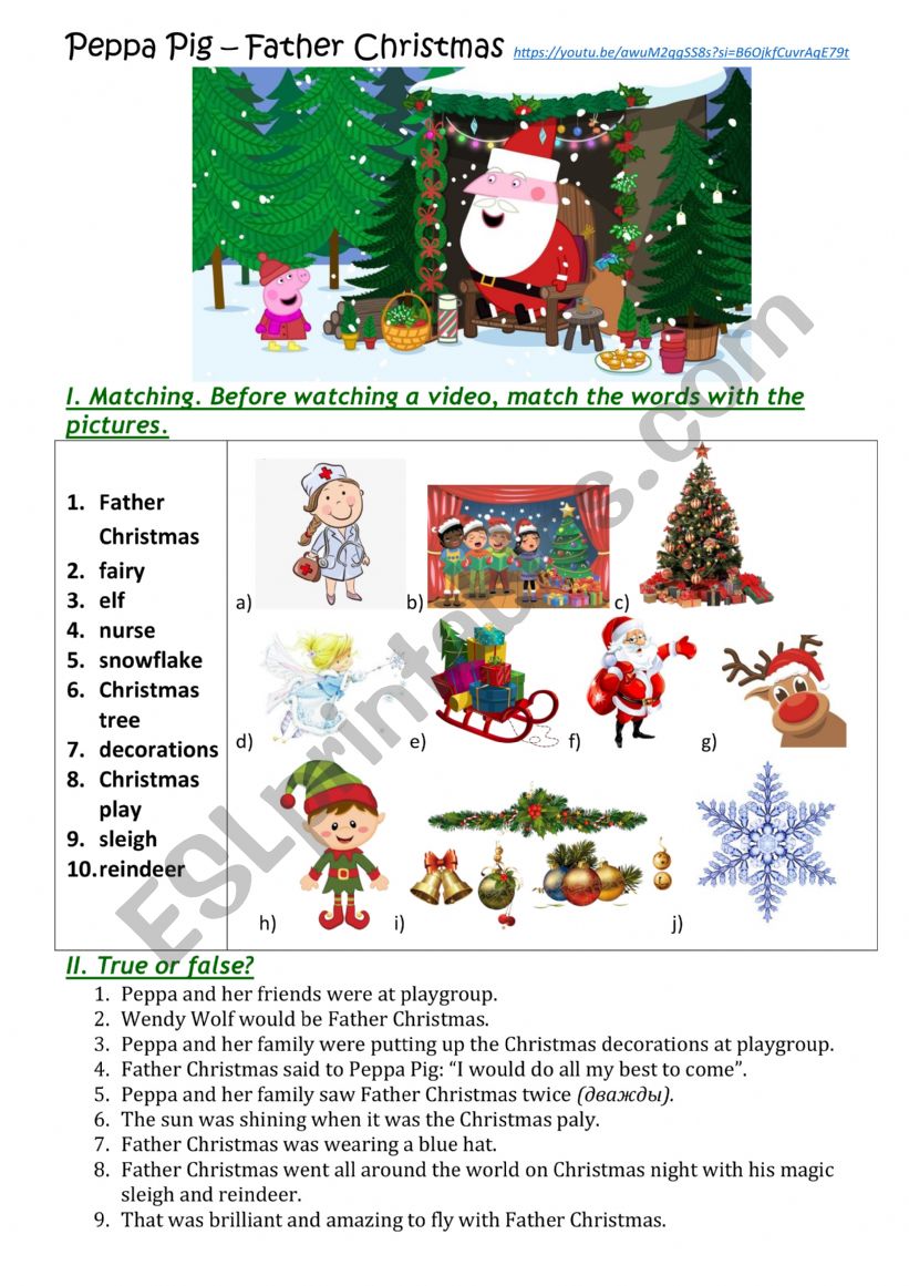 Peppa Pig  Father Christmas  worksheet