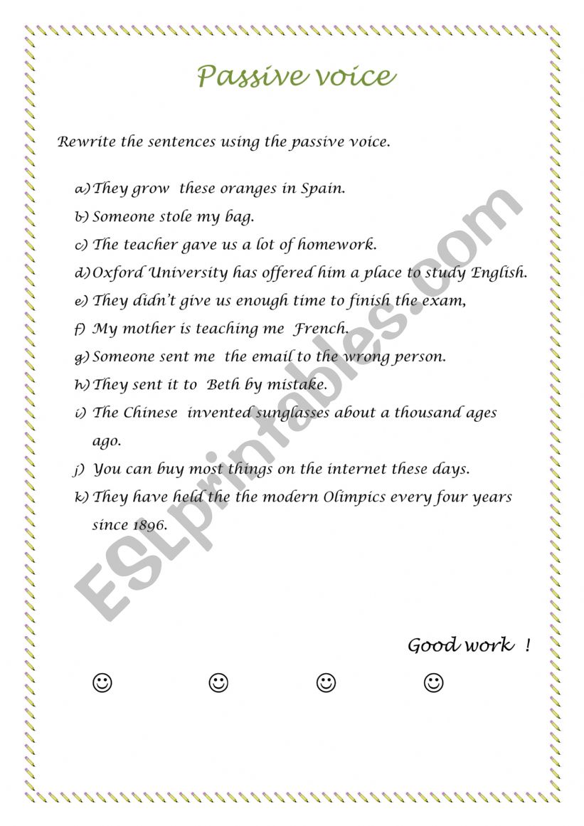 Passive voice worksheet