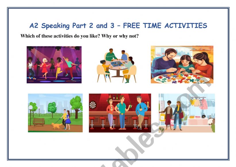 A2 KEY Cambridge Speaking Exam Part 2 and 3 - FREE TIME