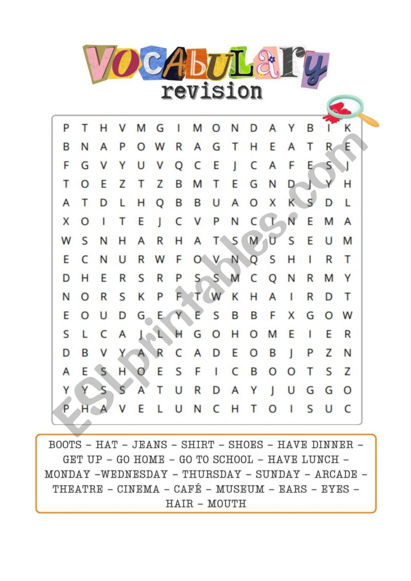 Vocabulary Revision - MET 2 worksheet