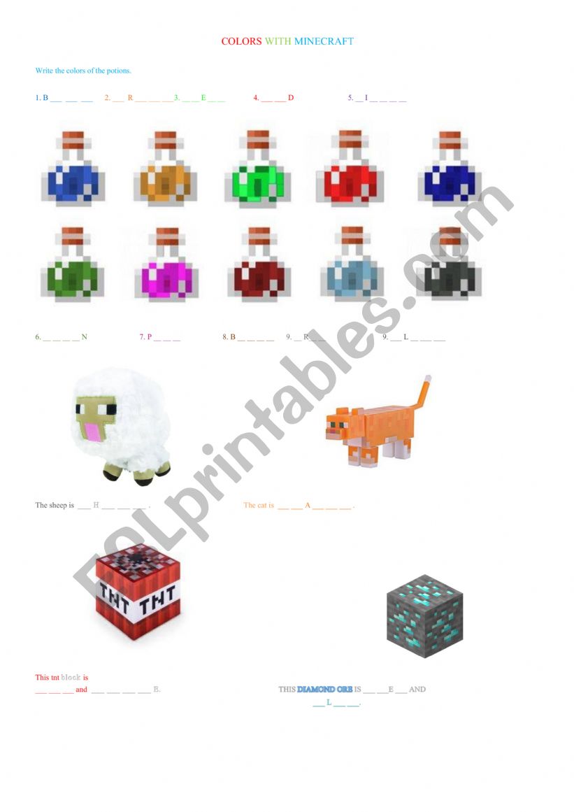 COLORS WITH MINECRAFT worksheet