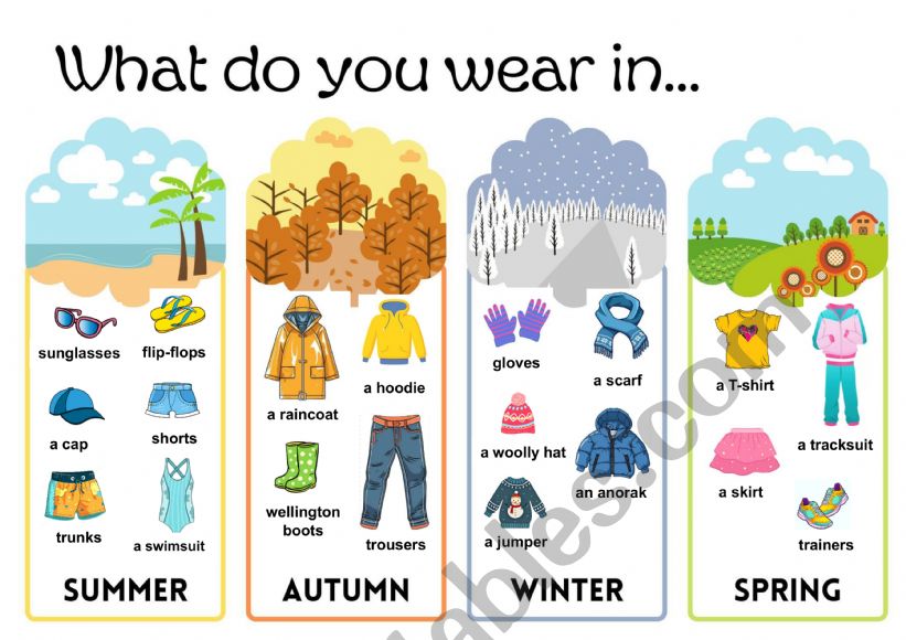 seasons - clothes worksheet
