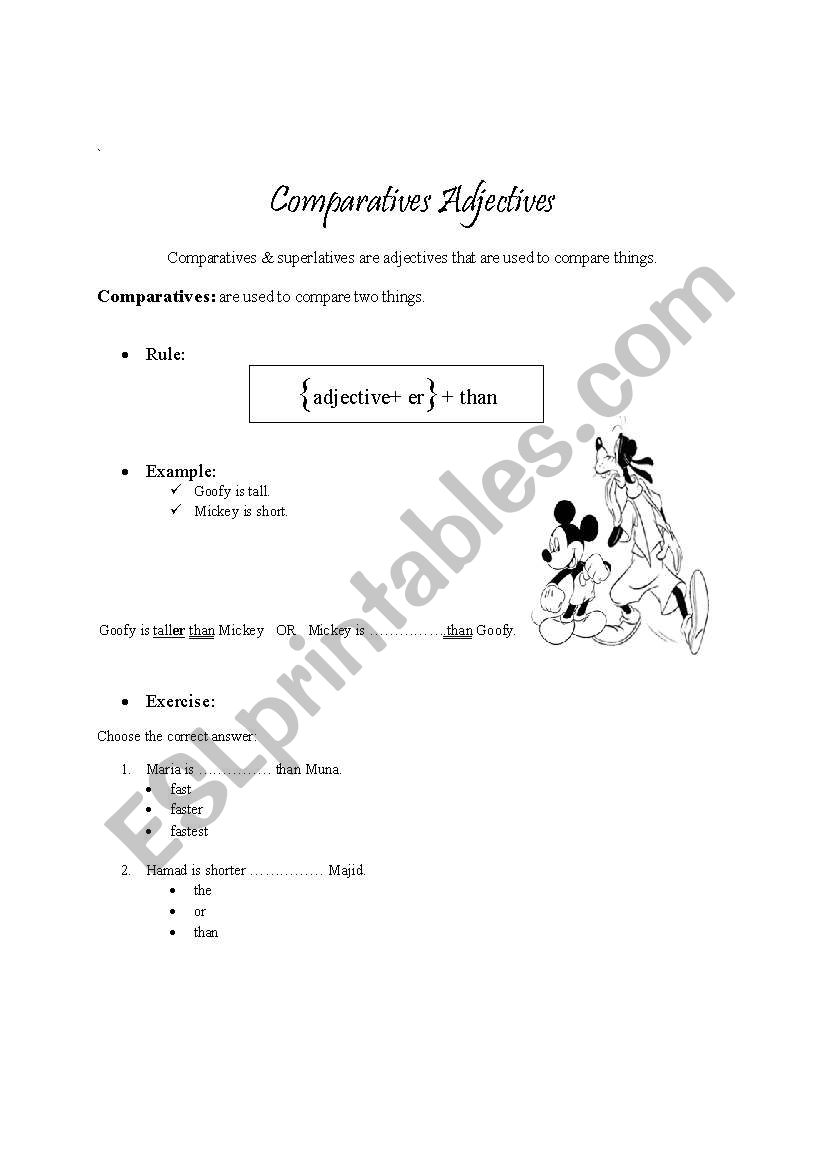 Comparative & Superlative worksheet