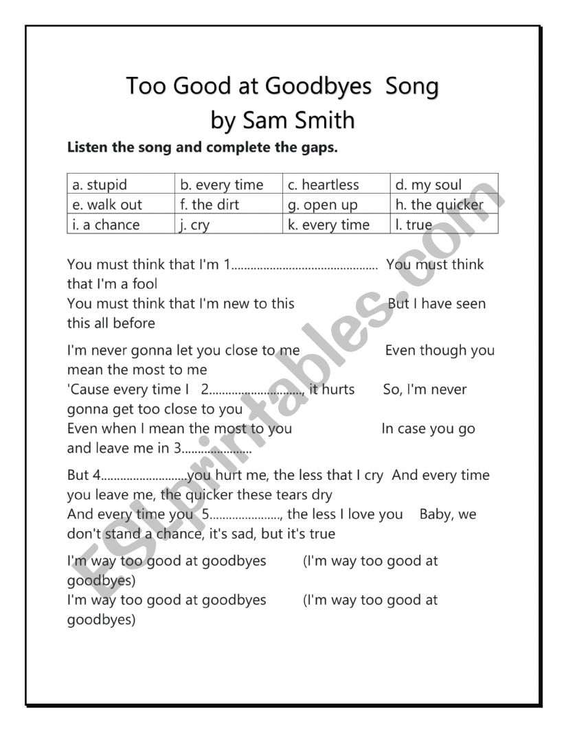 Too Good at Goodbyes  Song  by Sam Smith