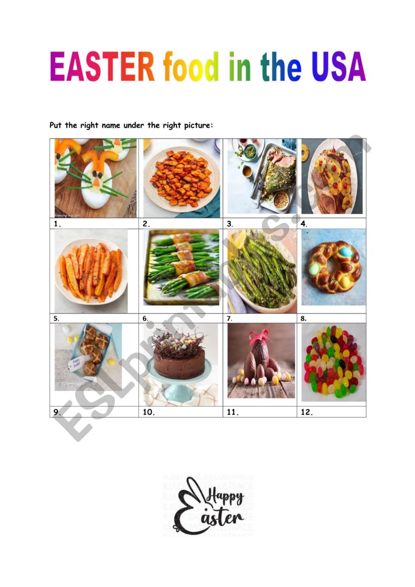 Easter for in the USA worksheet