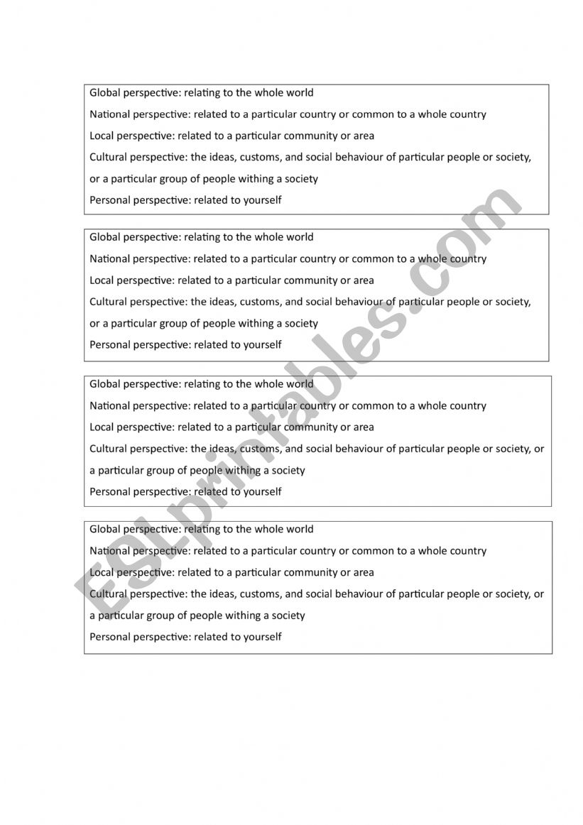 Key terms worksheet
