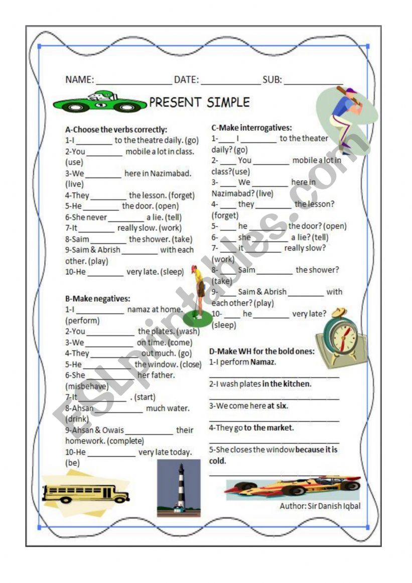 Present simple worksheet worksheet