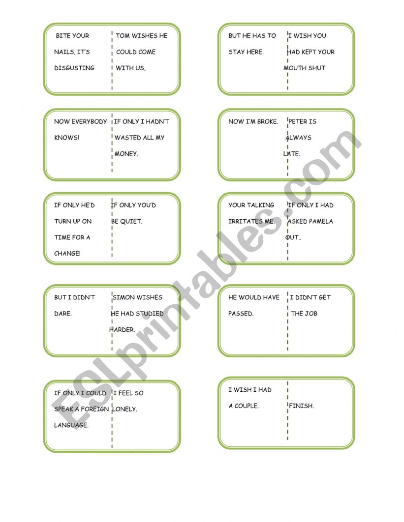 Wish - If Only DOMINO part 4 worksheet