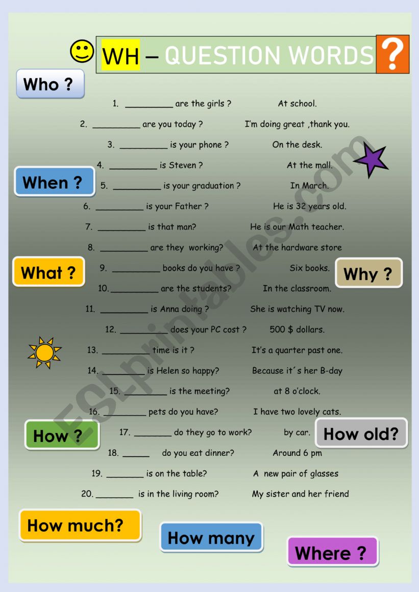 WH questions worksheet