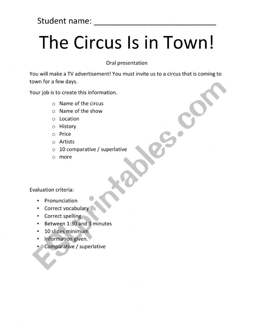 The circus is in town (comparatives/superlatives)