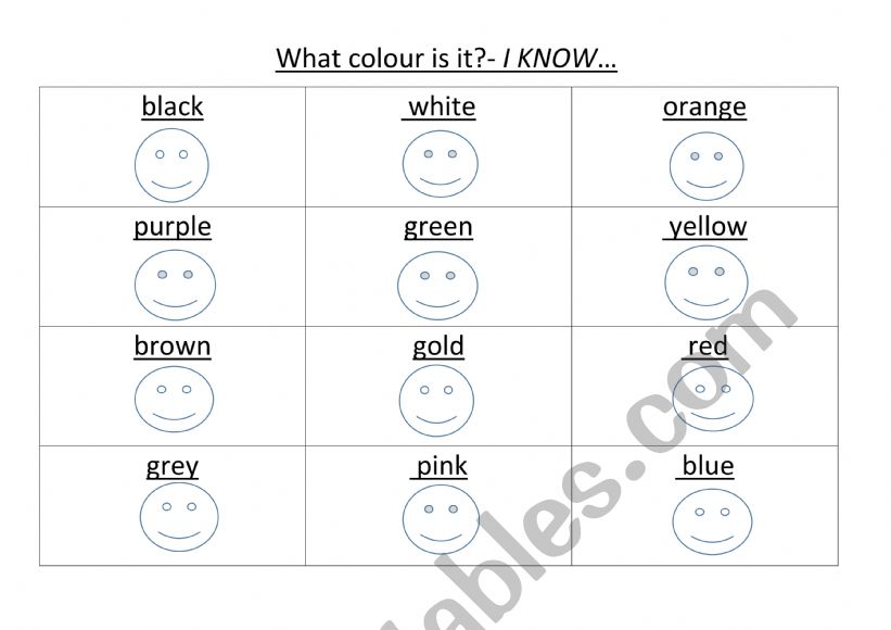Colours worksheet