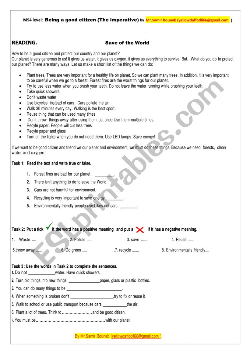 Being Good citizen  worksheet