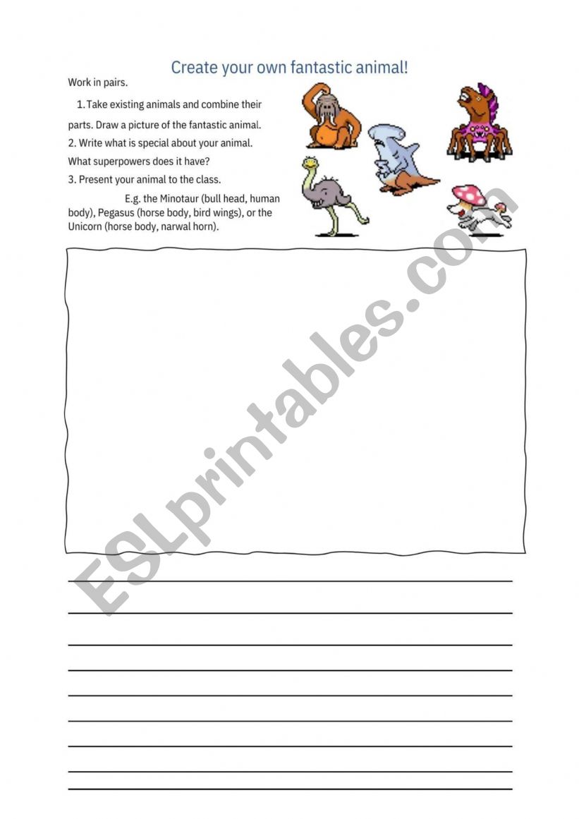 Fantastic animals worksheet