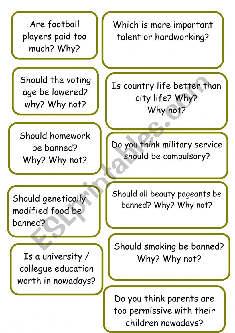 Speaking Cards worksheet